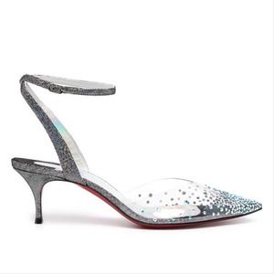 CHRISTIAN LOUBOUTIN Spikaqueen 55 crystal clear pvc metallic pumps heels